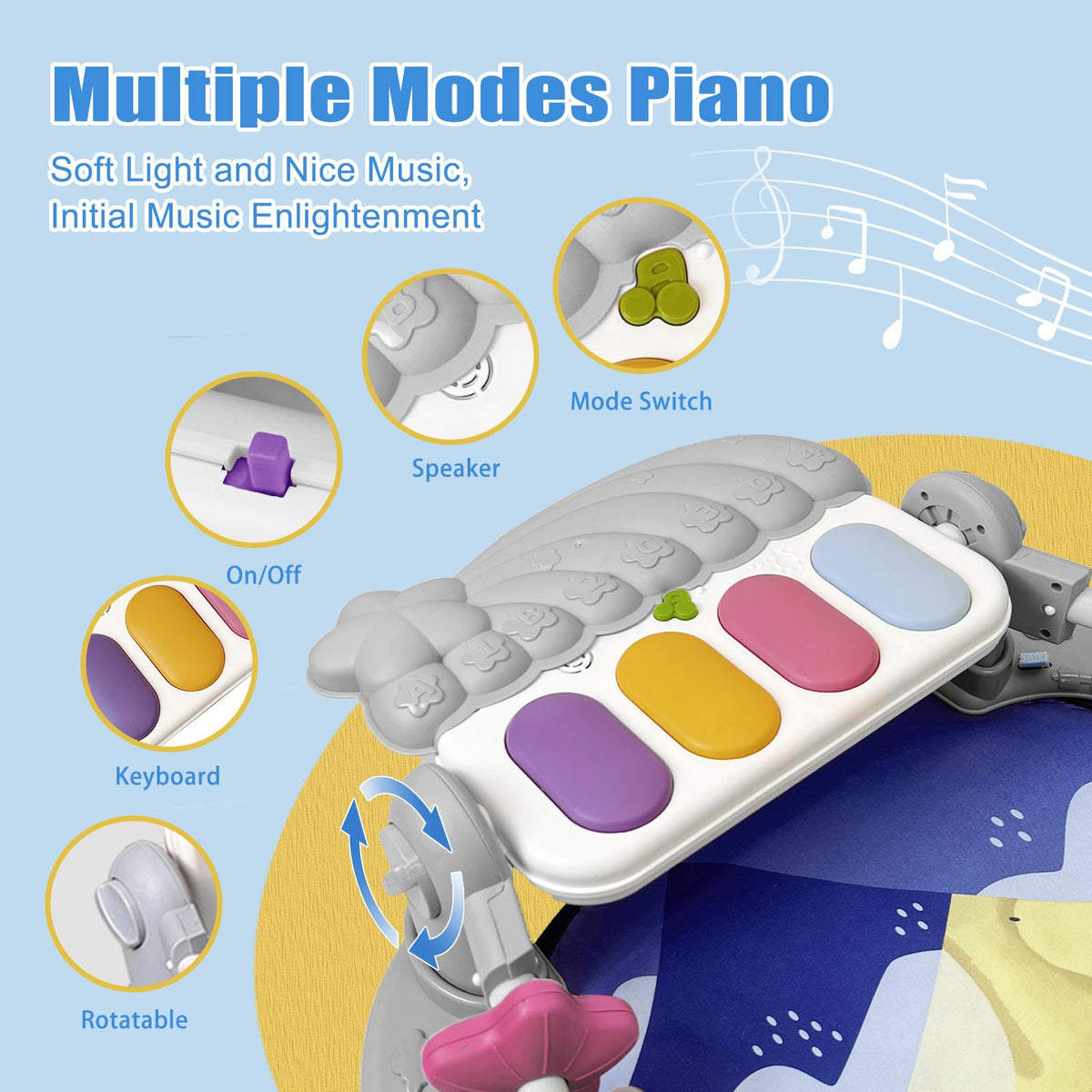 Baby Play Gym Mat and Activity Center with Music and Light K1193