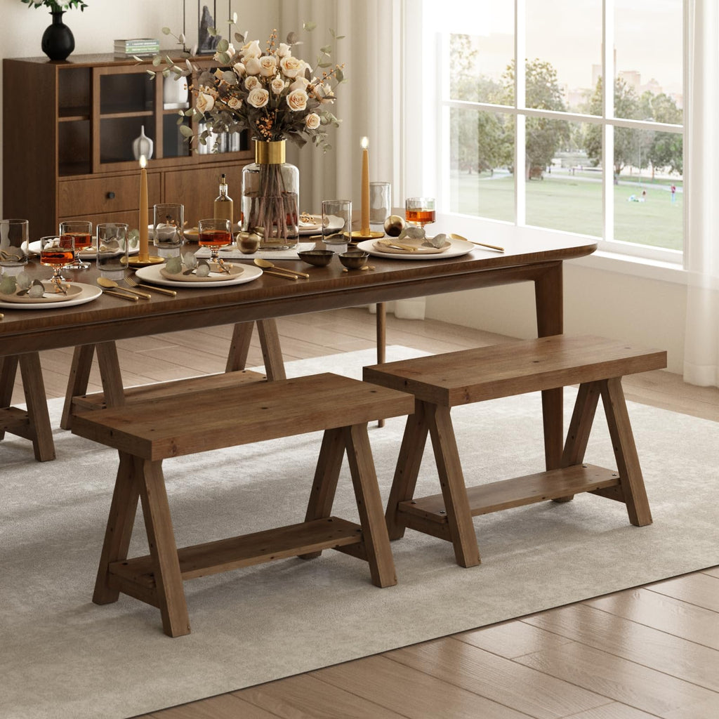 Solid Wood Bench with Shoe Storage T91008