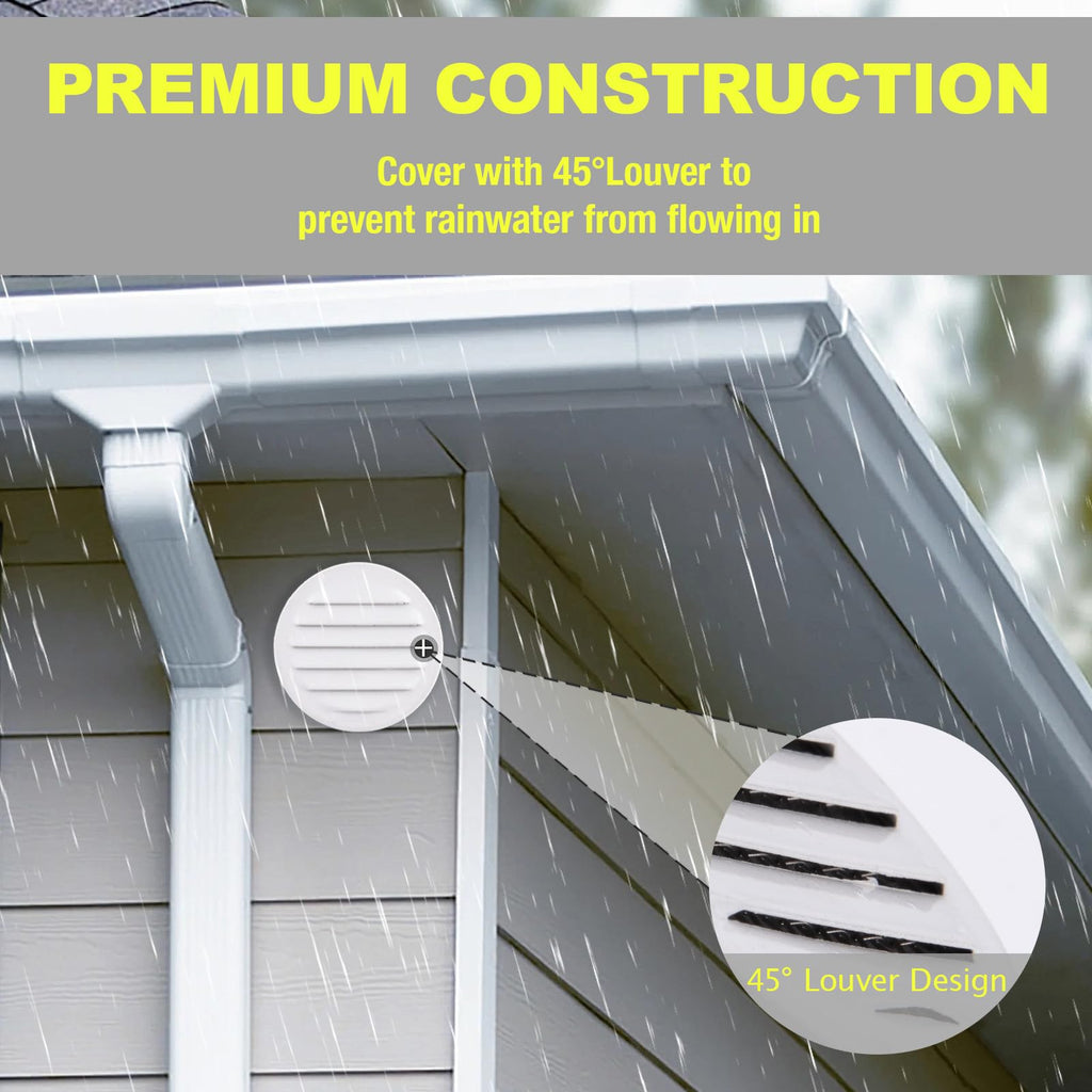 Round Aluminum Louver with Debris Screen, 2 Inches, White, 6-Pack B161