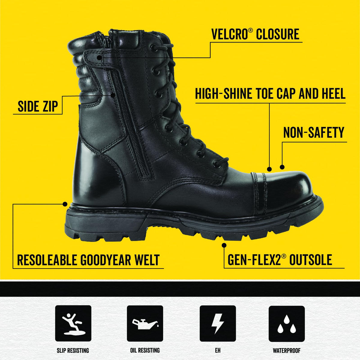 8" Side-Zip Leather Tactical Boots C70812