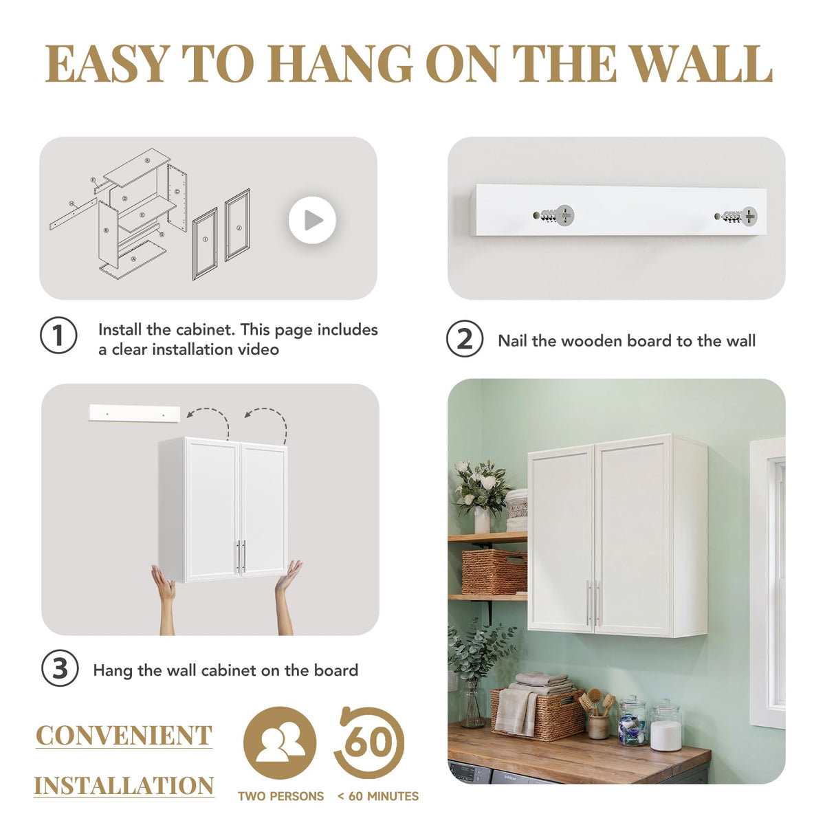 White Wall Mounted Cabinet with Adjustable Shelf F333
