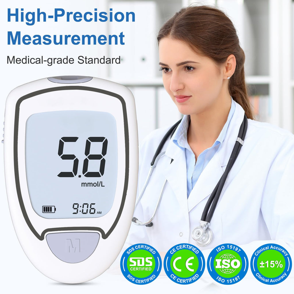 Blood Glucose Monitor Kit with 50 Test Strips & 50 Lancets W1766