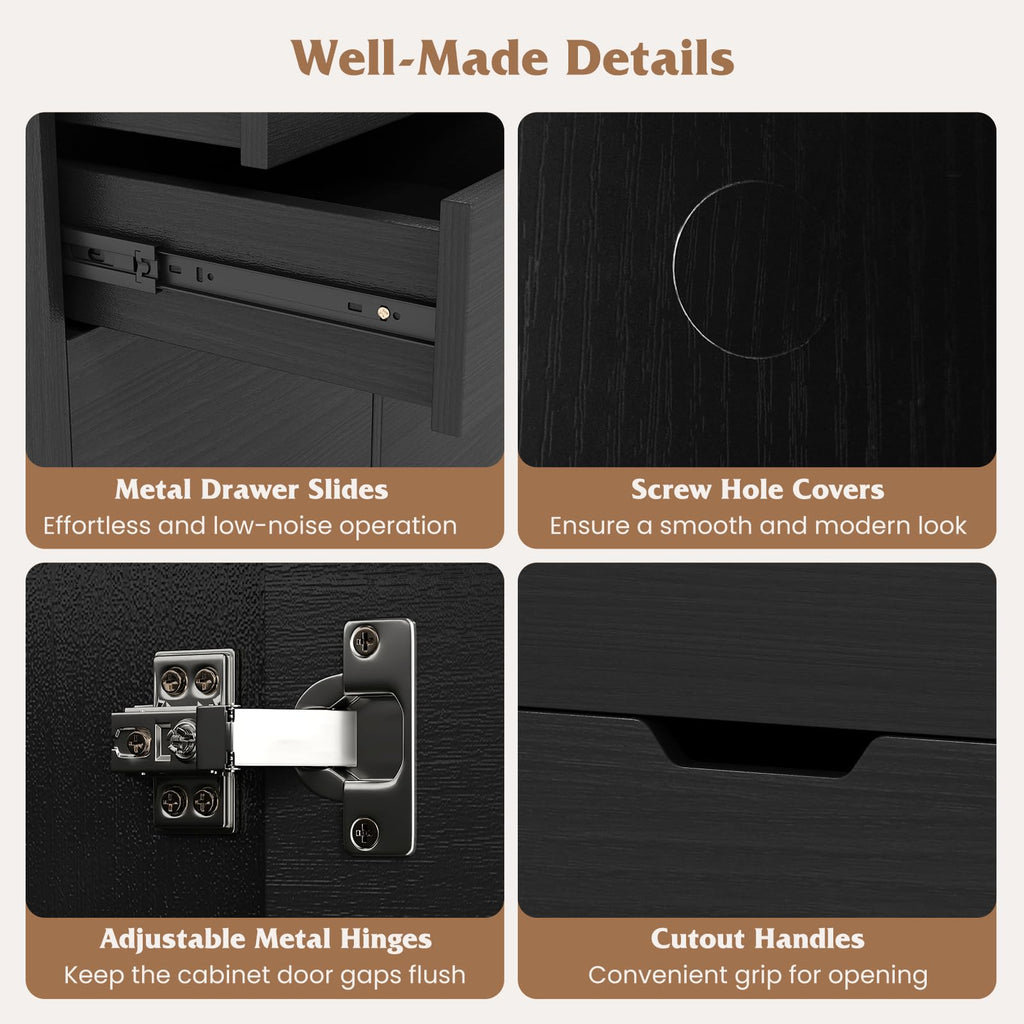 Black 4-Drawer Rolling File Cabinet M6199