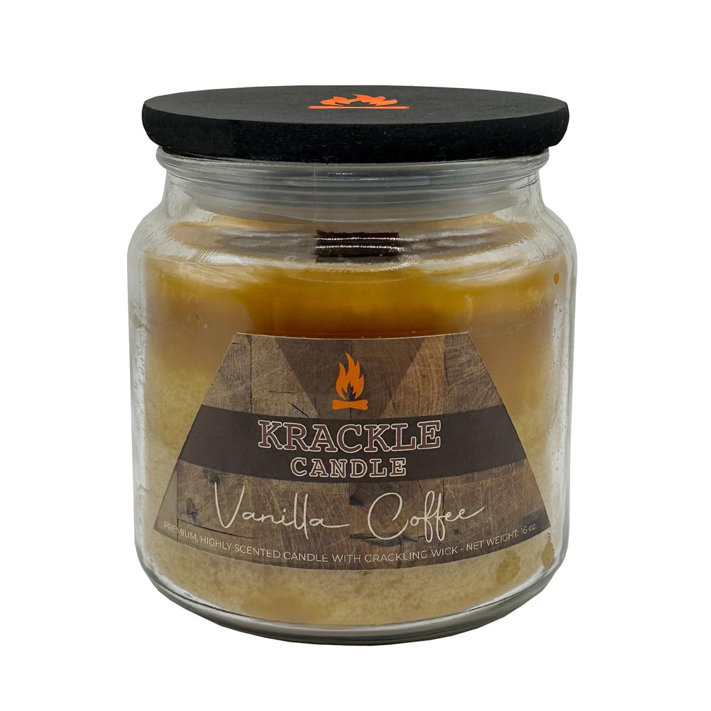 16 oz Vanilla Coffee Scented Candle with Wooden Wick M477