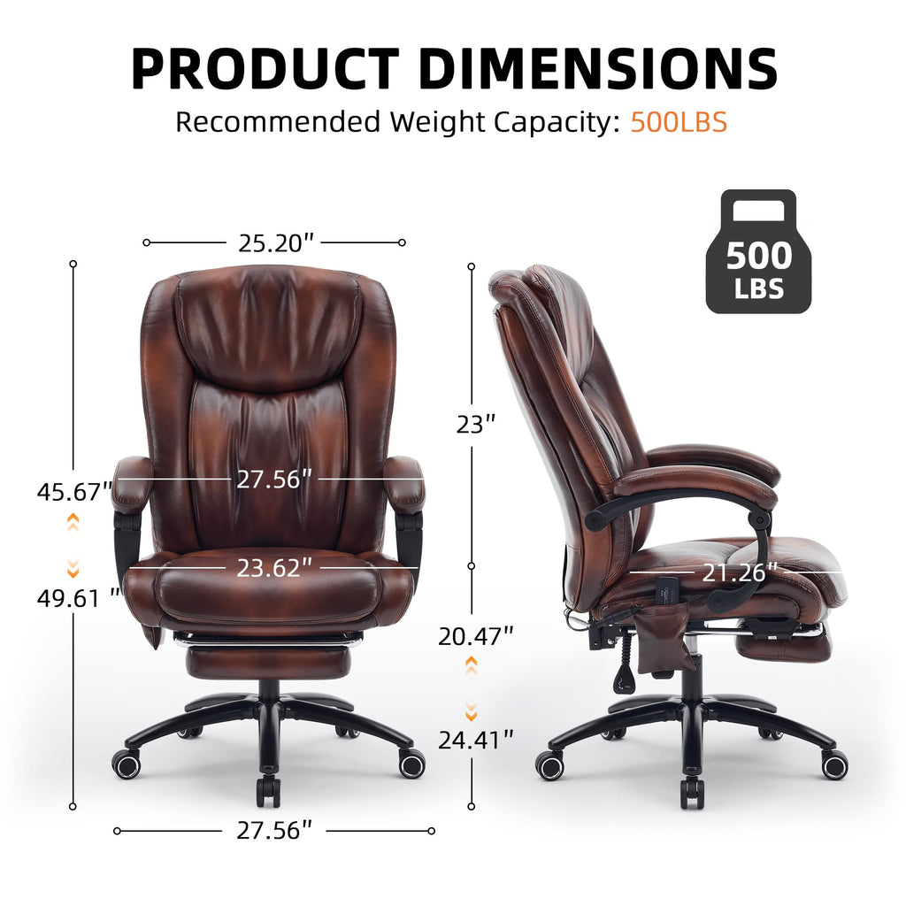 Brown PU Leather Heated Massage Executive Chair J92367
