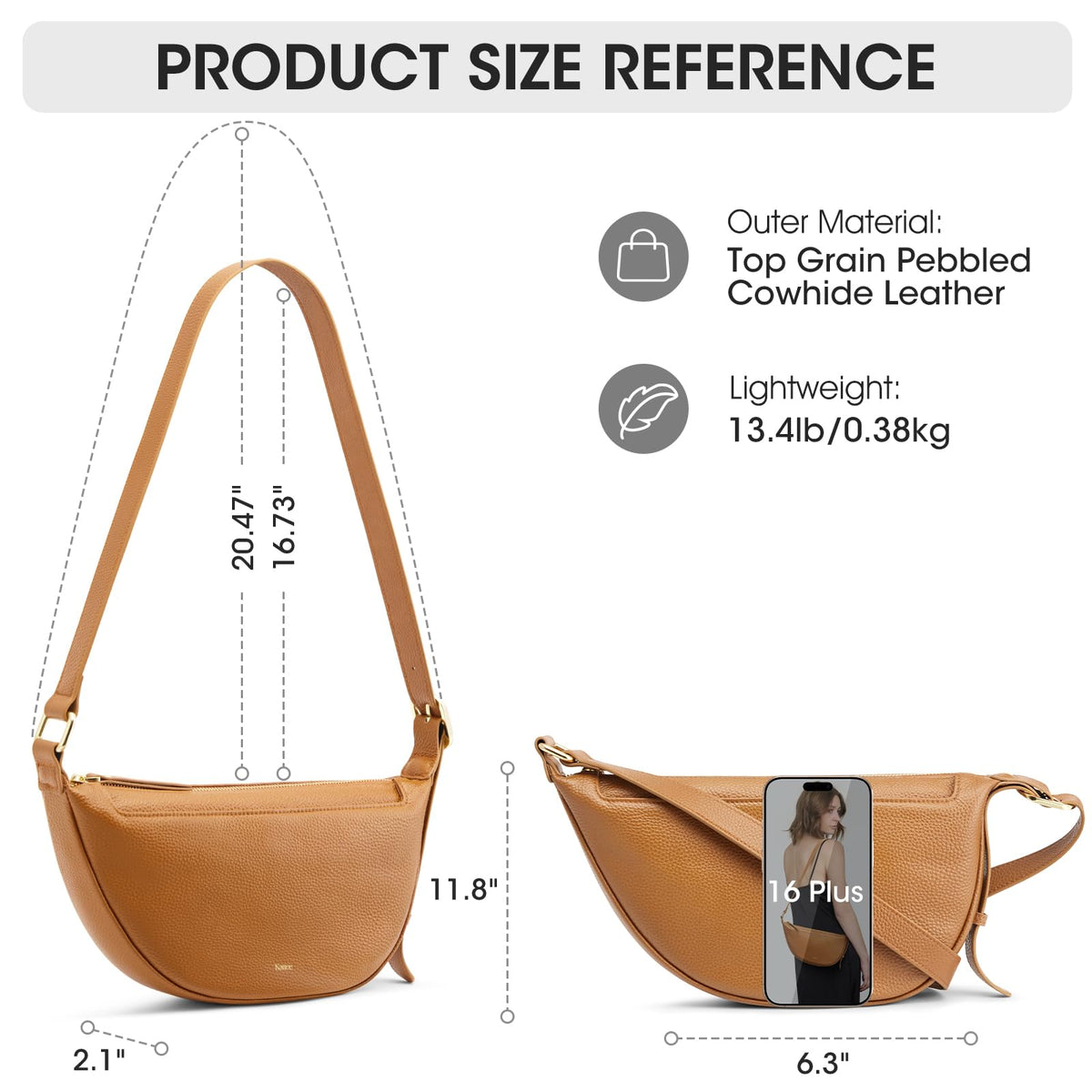 Leather Crossbody Purse with Adjustable Strap Q361943