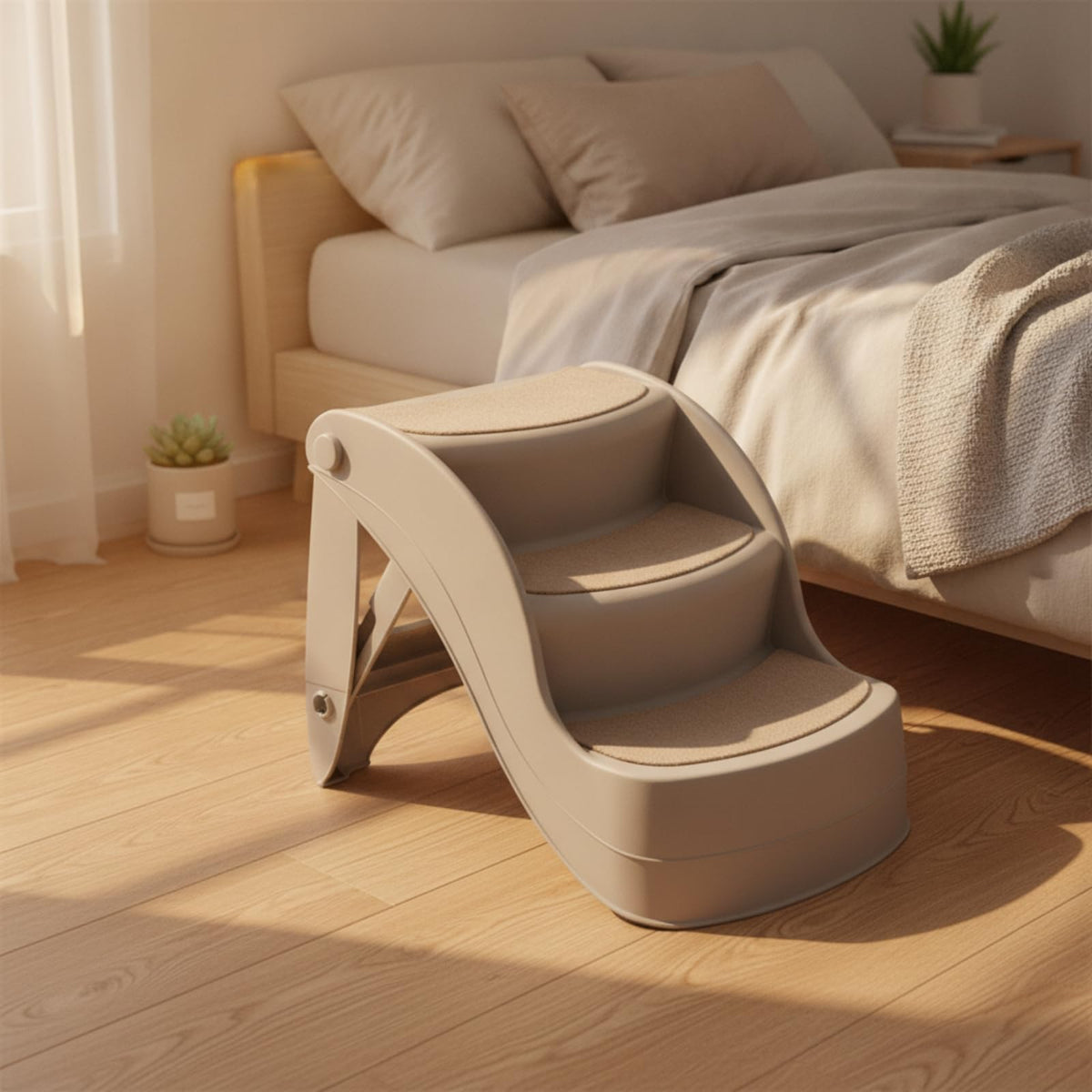 Three Step Pet Stairs with Non Slip Pads Lightweight PP Build J4257