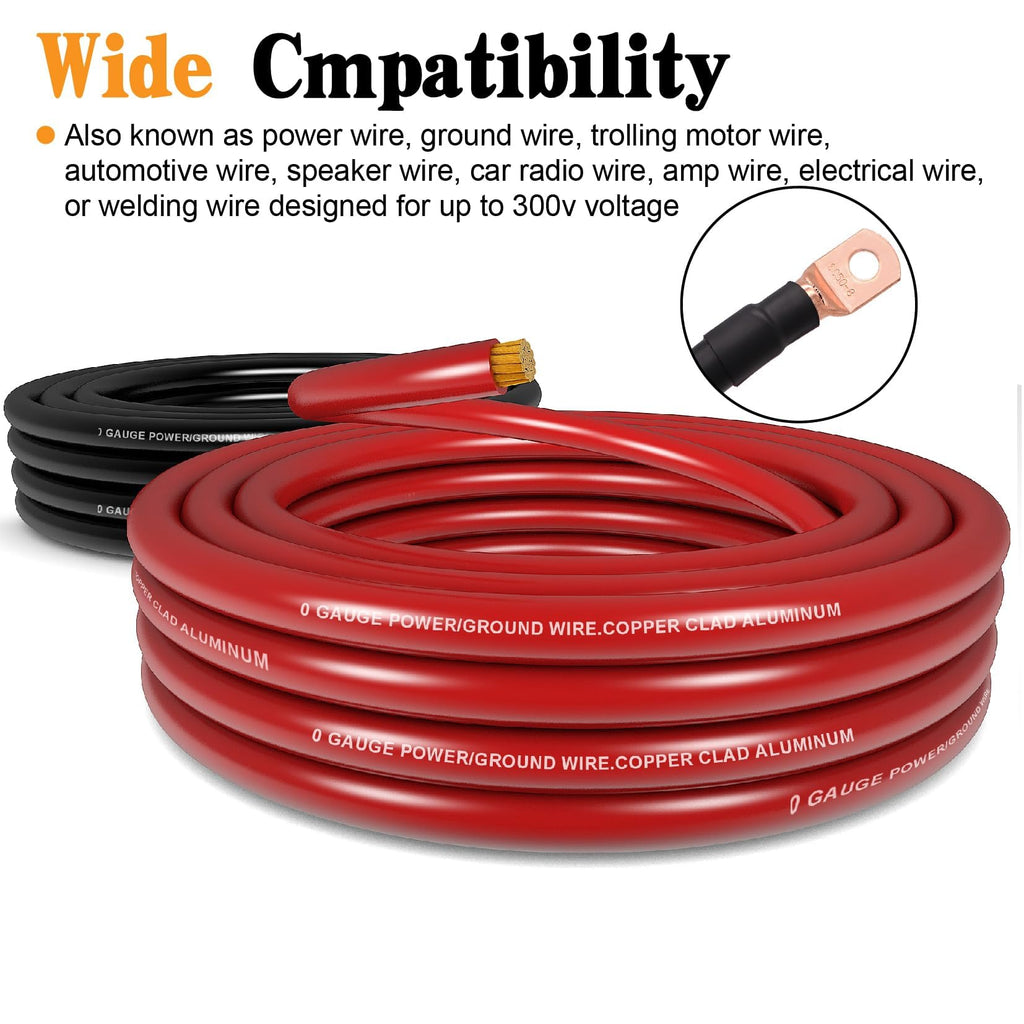 0 Gauge Battery Cable with 250A Fuse Holder & Terminals Kit Q5067