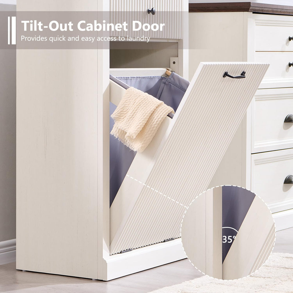 White Tilt Out Laundry Hamper Cabinet Y1102