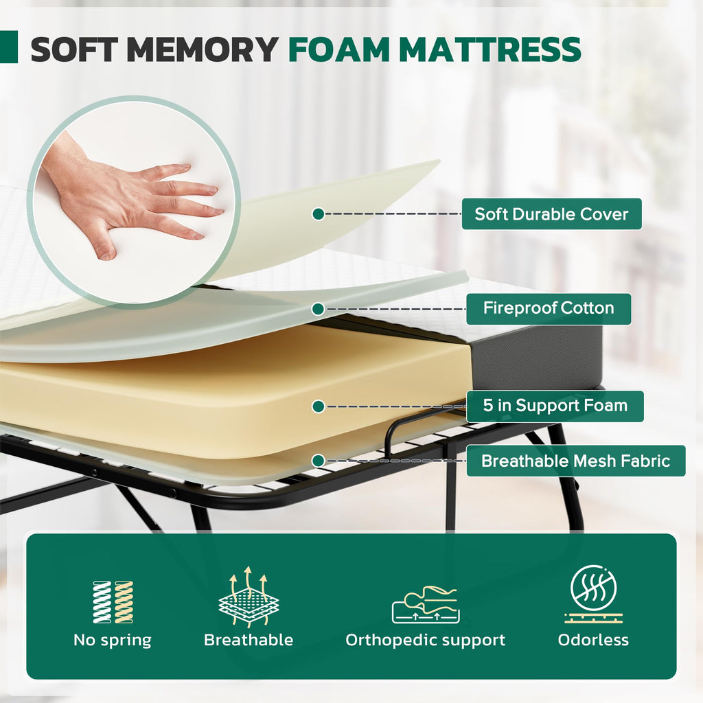 Folding Bed with 5 Inch Mattress, Twin Size S569961