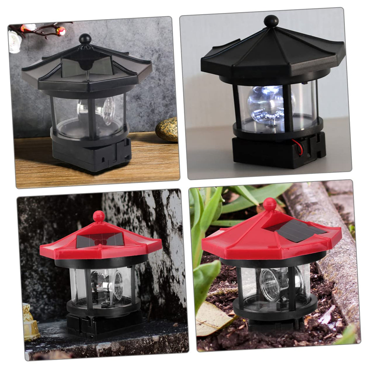 2Pcs Solar Powered Lighthouse Outdoor Garden Light Q1610