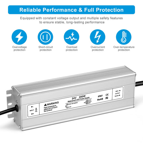 24V 200W IP67 Waterproof LED Power Supply H184