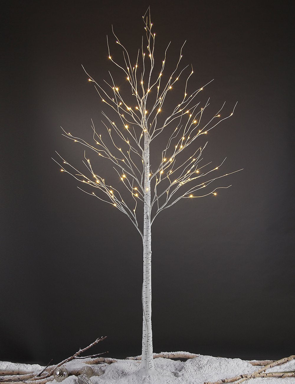 8FT 132 LED Lighted Birch Tree Warm White M16205