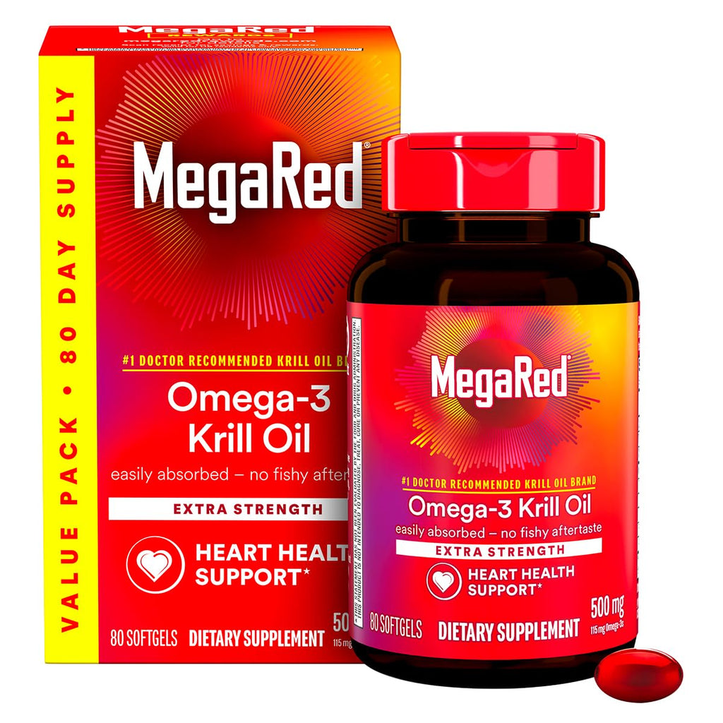 500mg Omega-3 Krill Oil Softgels 80 Count 2 Pack B933