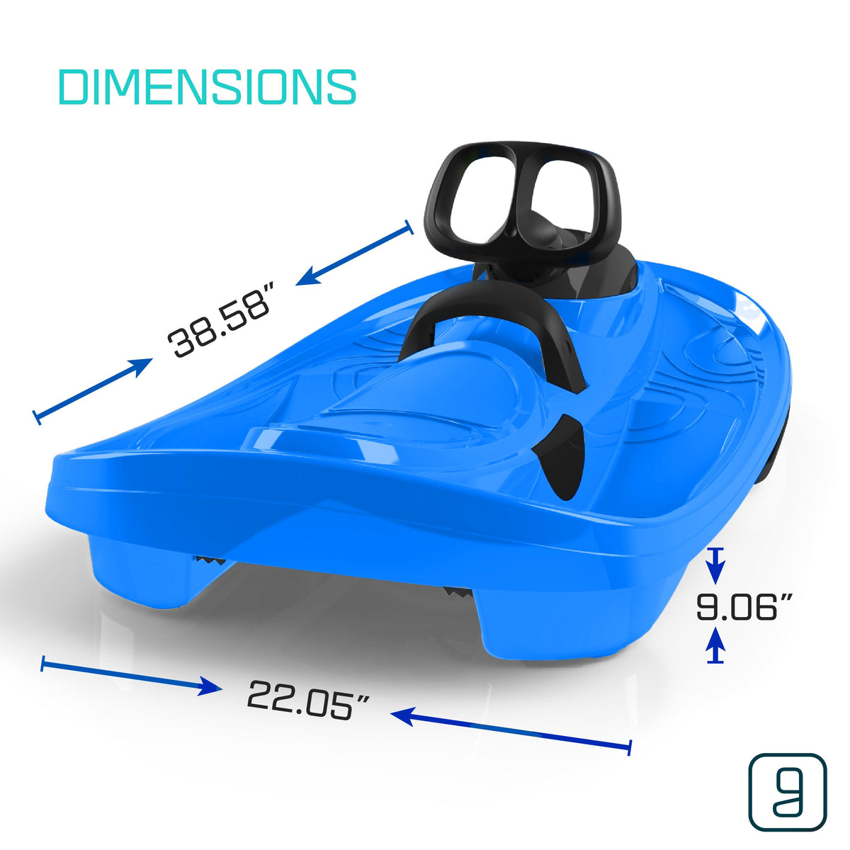 Snow Sled with Steering Wheel, Pull Up Brake, Anti-Slip Seat I624