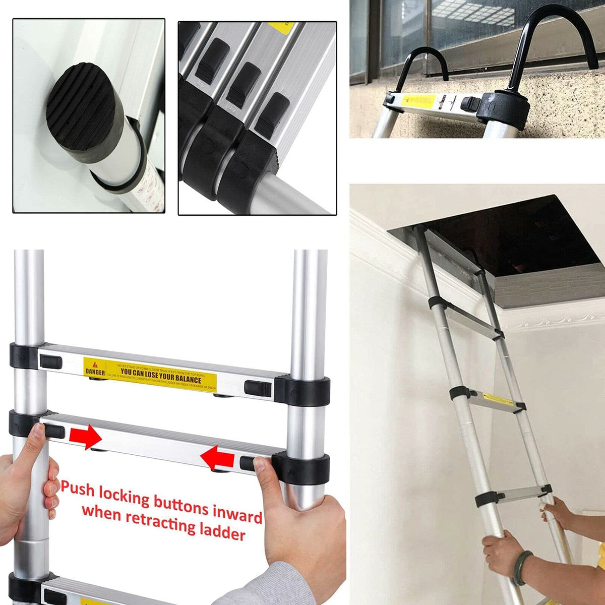 Telescoping Extension Ladder 20.34FT 330 Pound Capacity B982