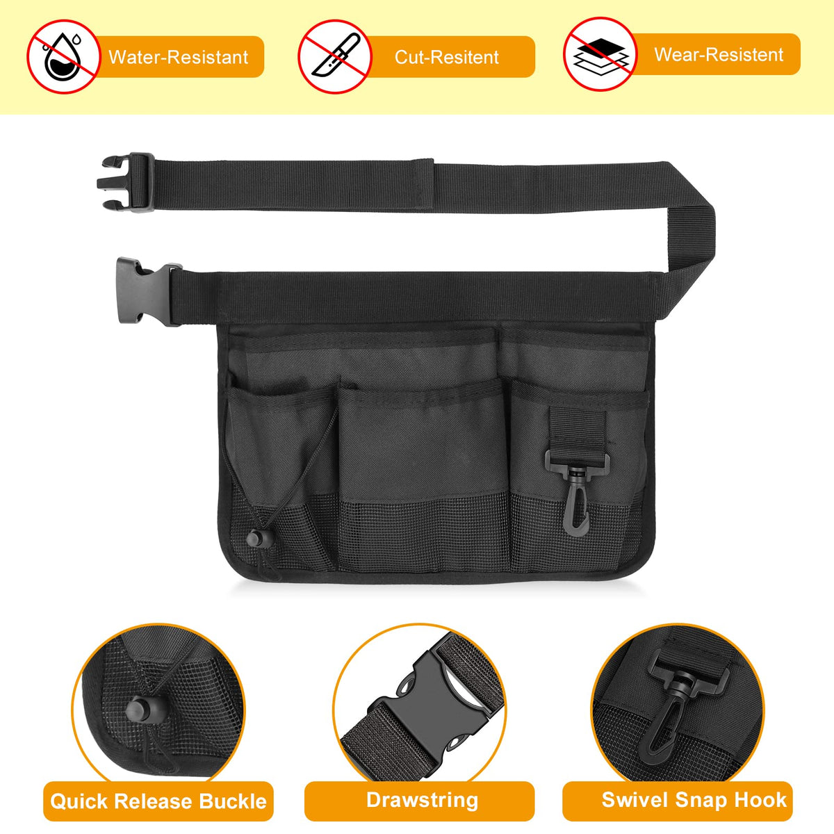 Heavy Duty Oxford Gardening Tool Waist Bag with 7 Pockets Z631