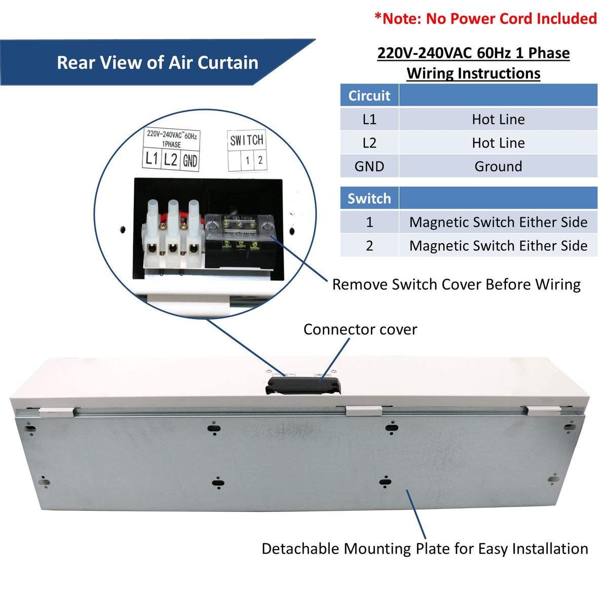 40" 230V Heated 2 Speeds 670CFM Commercial Indoor Air Curtain T650