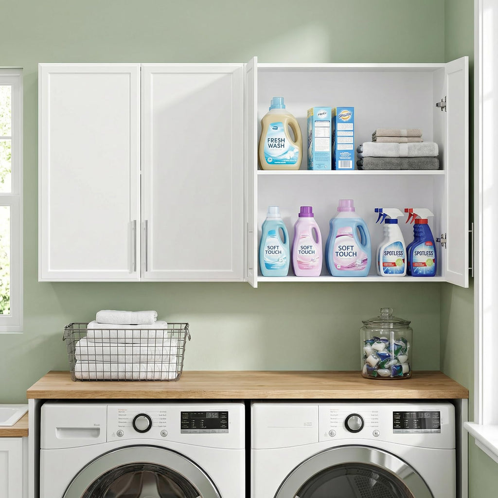 White Wall Mounted Cabinet with Adjustable Shelf F333