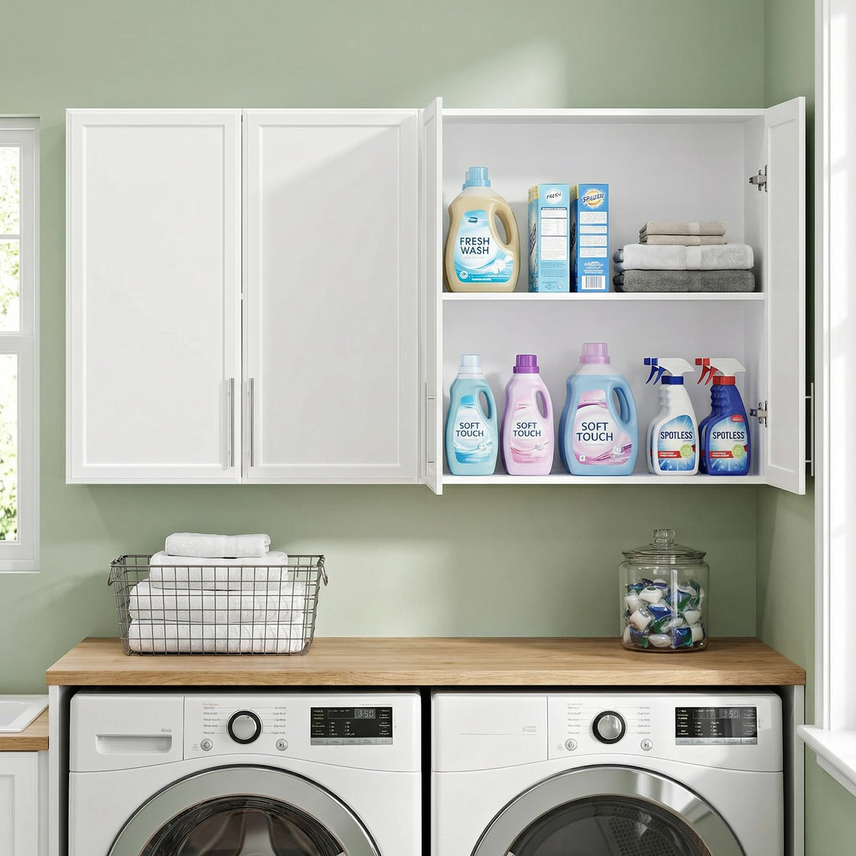 White Wall Mounted Cabinet with Adjustable Shelf F333