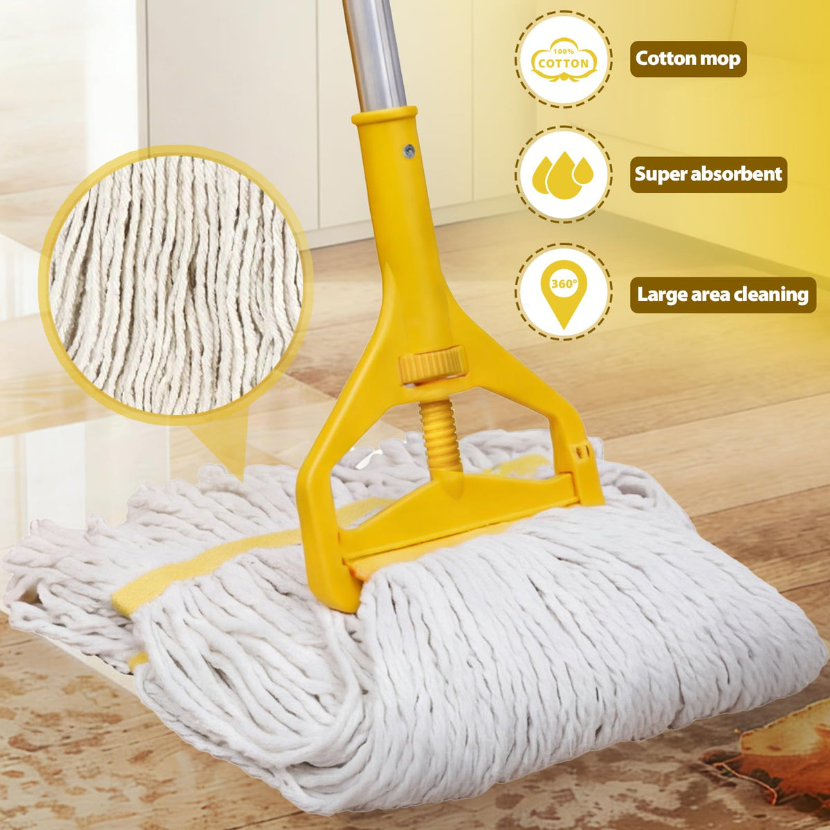 33 Qt Mop Bucket with Side-Press Wringer and Cotton Mop O63290