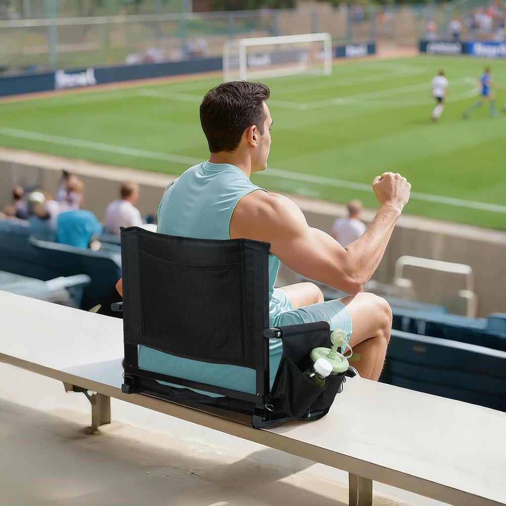 2 Pcs Folding Stadium Seat with Back Support and Cushion W933491