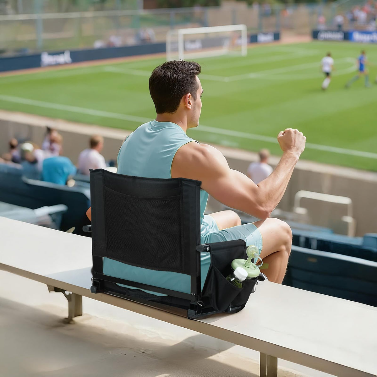 2 Pcs Folding Stadium Seat with Back Support and Cushion W933491