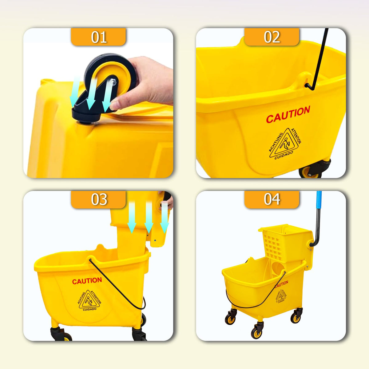 33 Qt Mop Bucket with Side-Press Wringer and Cotton Mop O63290