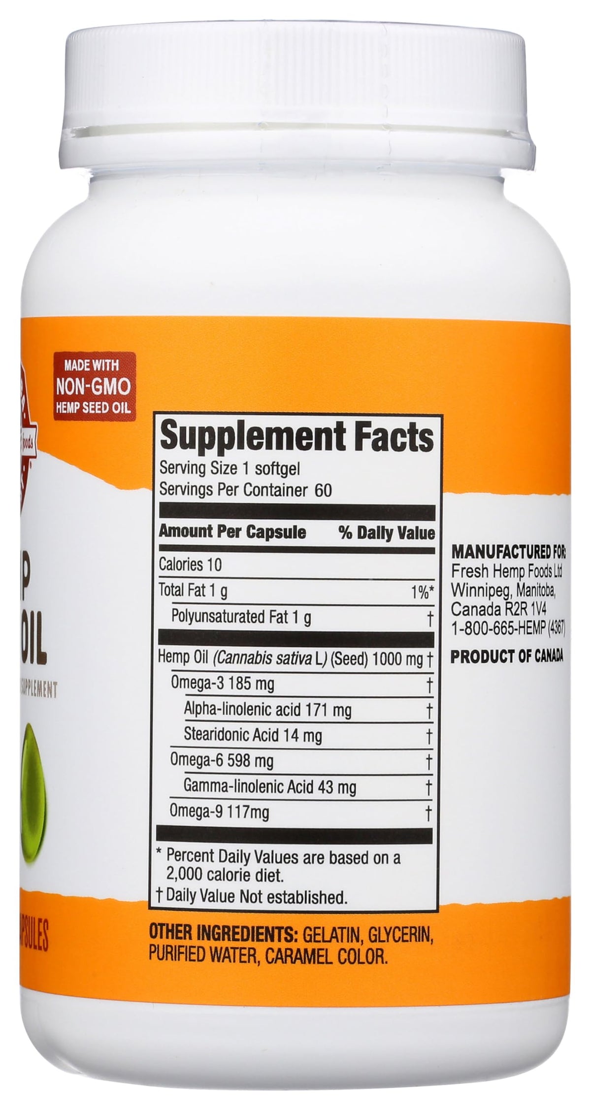 Hemp Seed Oil Softgel Capsules, 60 Count V133