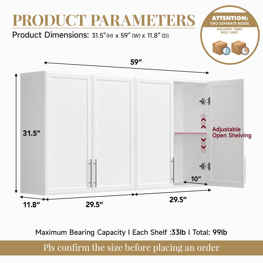 White Wall Mounted Cabinet with Adjustable Shelf F333