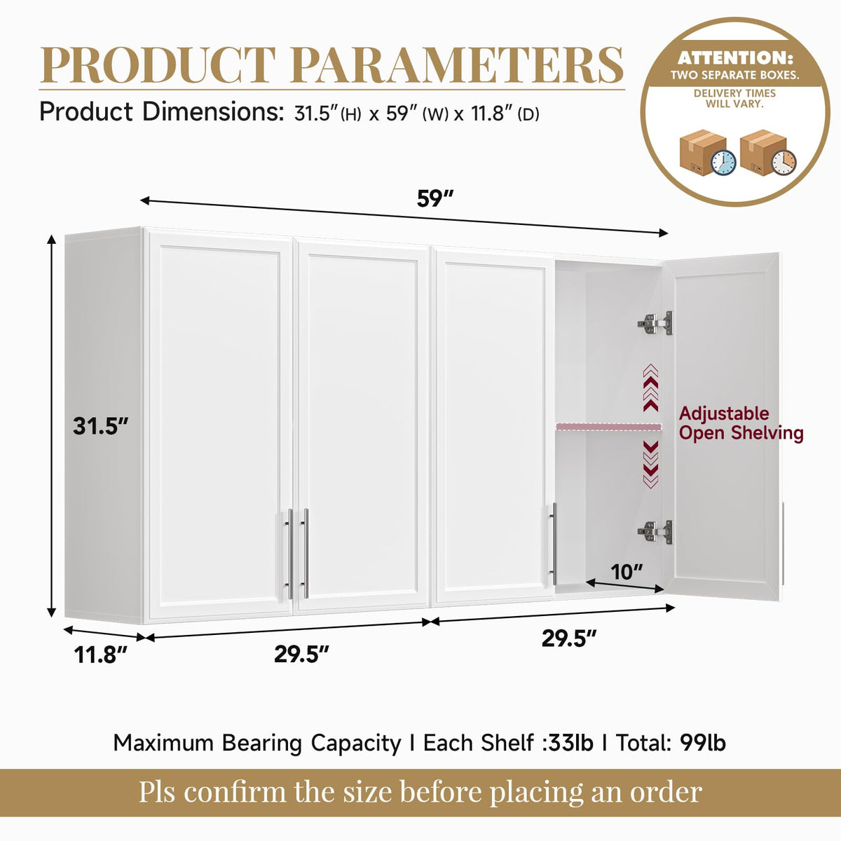 White Wall Mounted Cabinet with Adjustable Shelf F333