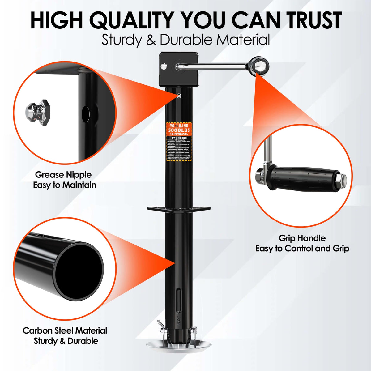 5000 lbs 15" Lift A-Frame Trailer Jack B3644