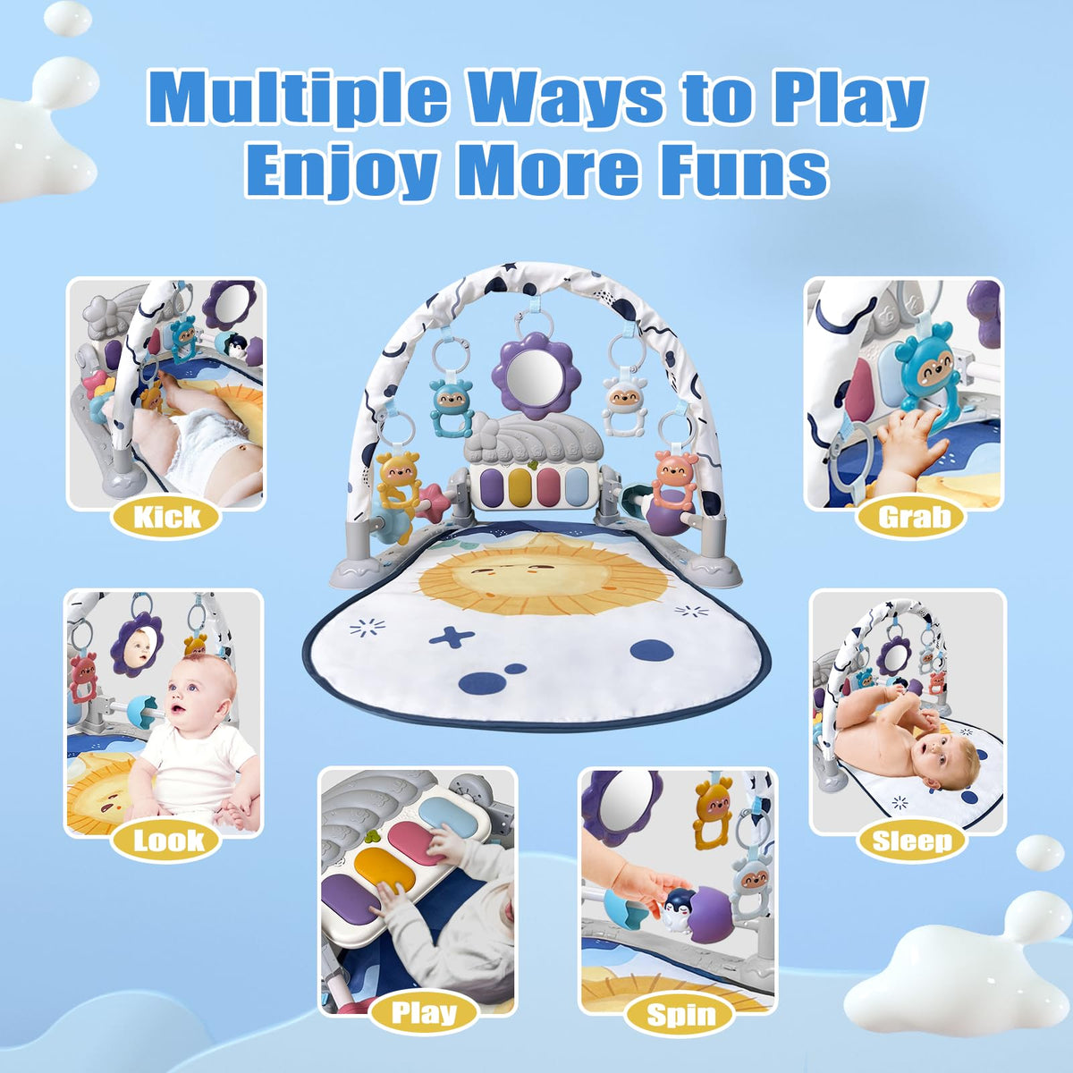 Baby Play Gym Mat and Activity Center with Music and Light K1193