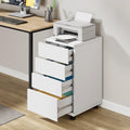 White 4 Drawer Wood Storage Cabinet with Wheels X791