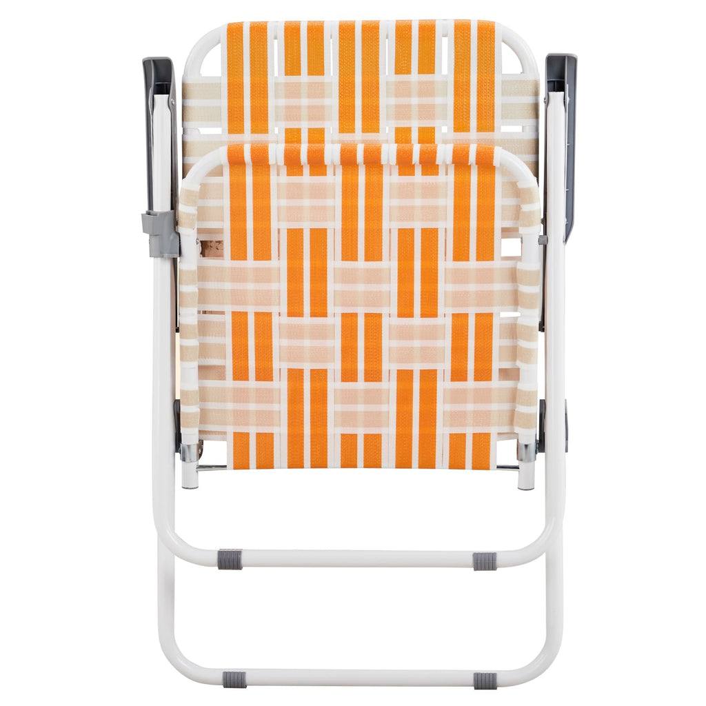 Orange & White Webbed Folding Chairs Set of 2 L2528