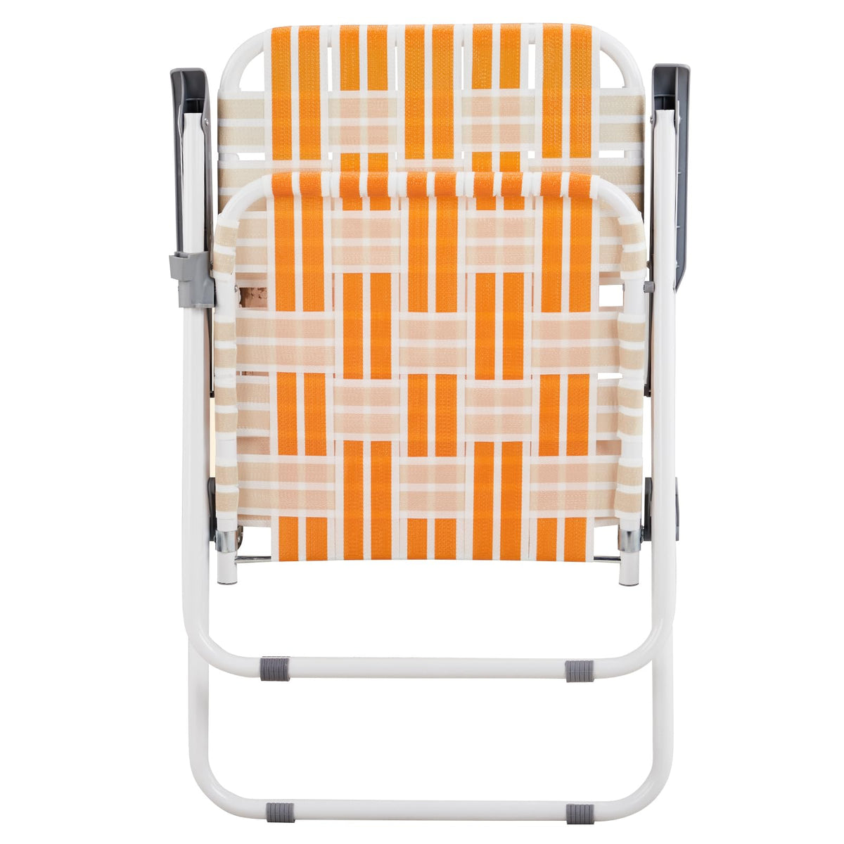 Orange & White Webbed Folding Chairs Set of 2 L2528