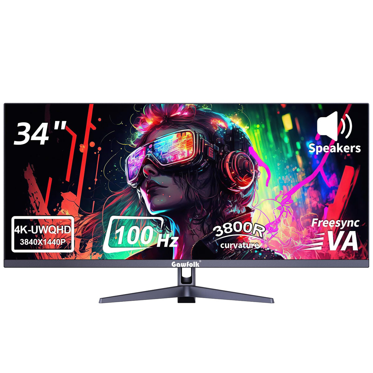 34 Inch Curved 100Hz WQHD Monitor with Speakers V530
