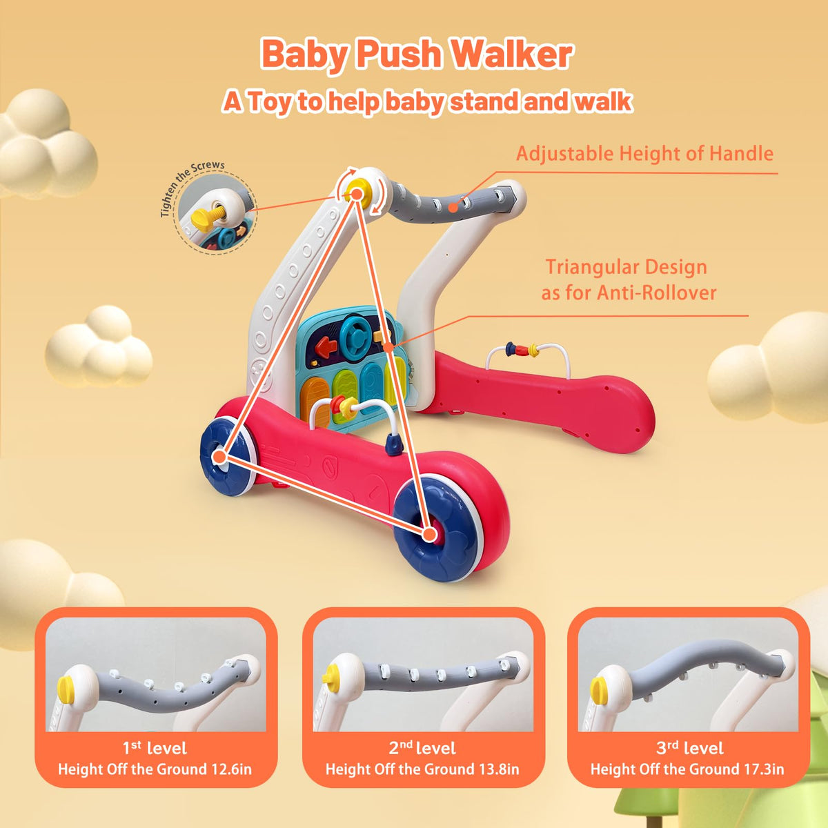 Baby Gym Play Mat & Baby Walker with Music and Light Q11212