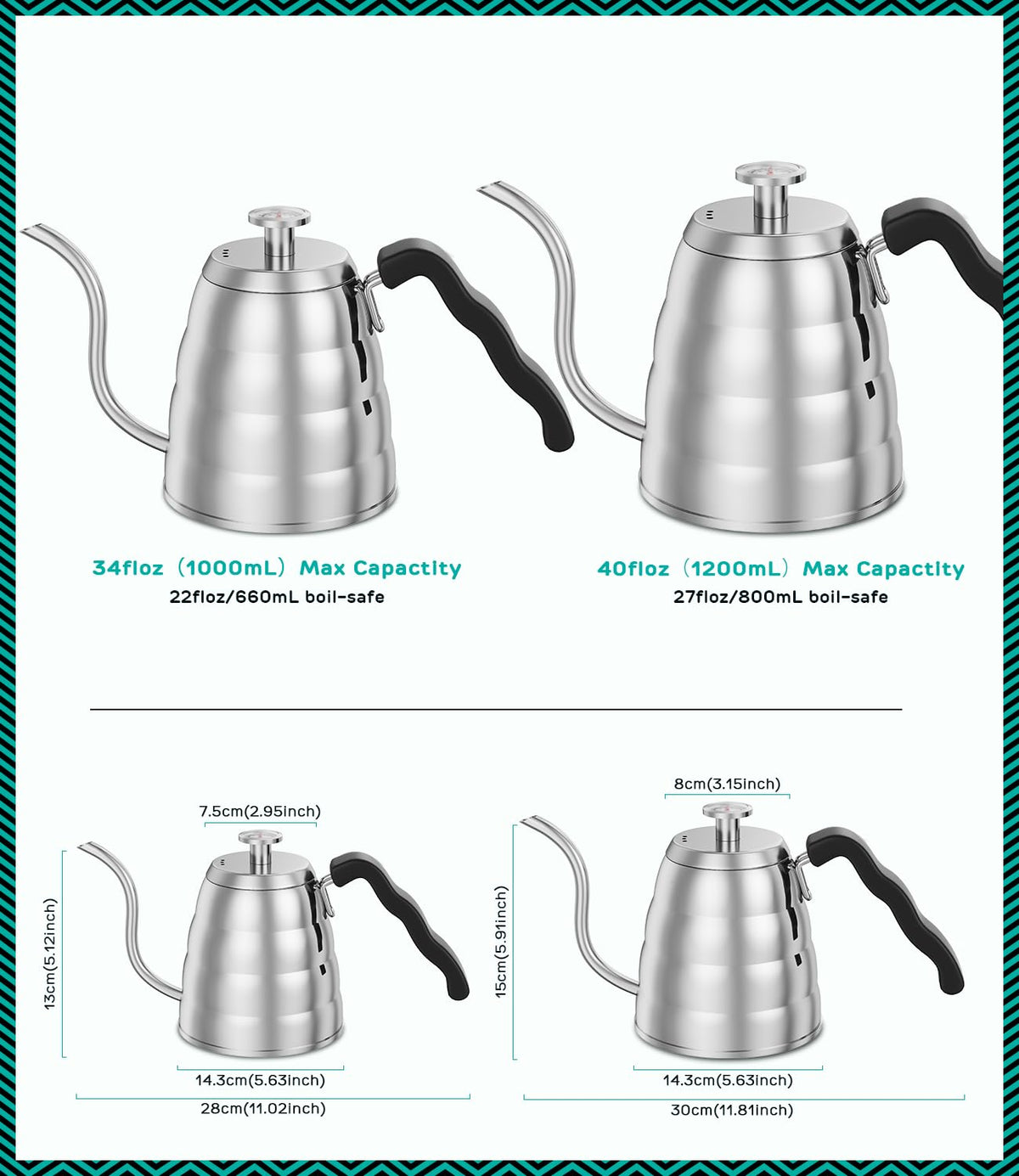 40oz Stainless Steel Gooseneck Kettle and 14oz Pour Over Coffee Maker L114