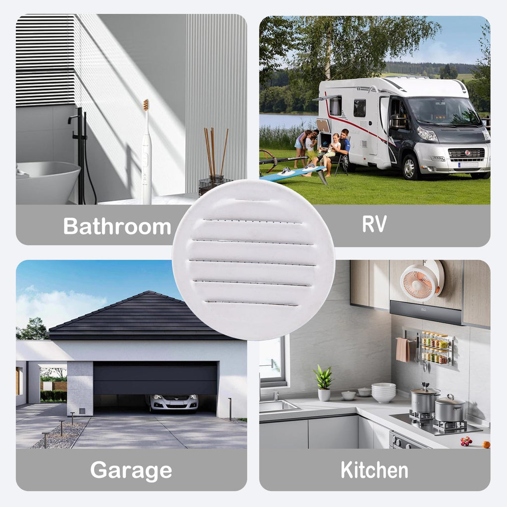 Round Aluminum Louver with Debris Screen, 2 Inches, White, 6-Pack B161
