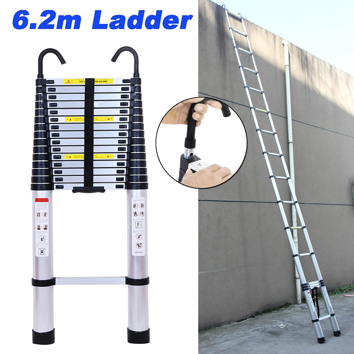 Telescoping Extension Ladder 20.34FT 330 Pound Capacity B982