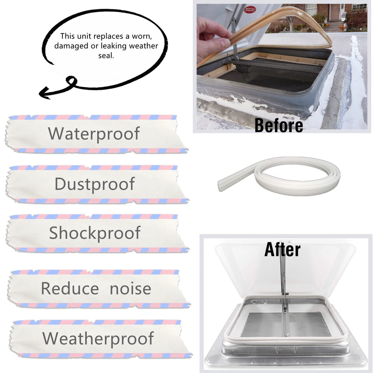 RV Roof Vent Seal 51" Replacement V582