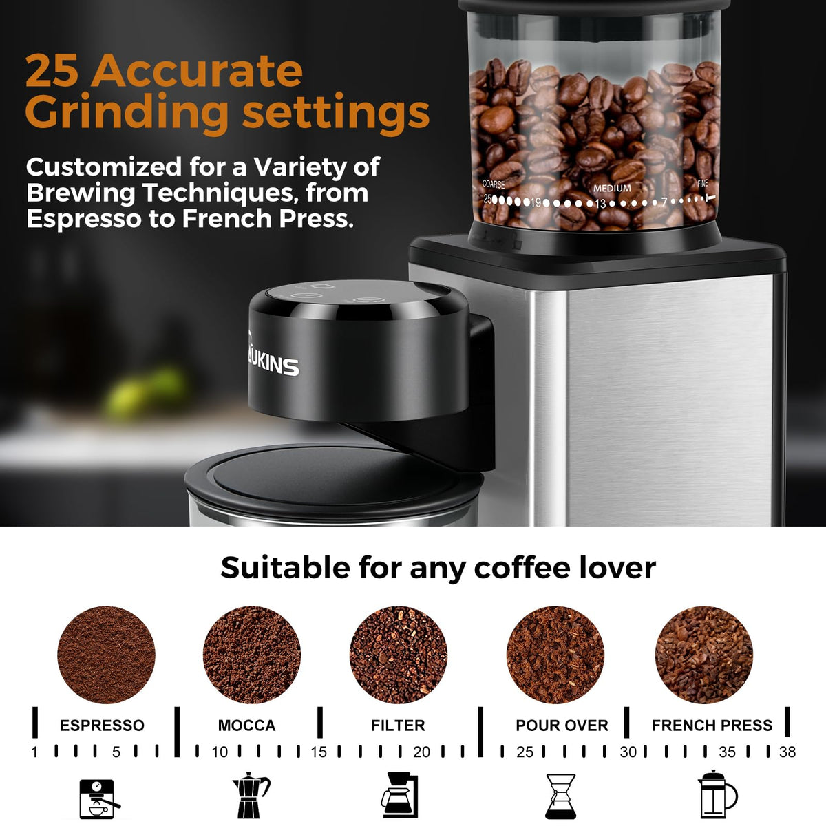 Automatic Conical Burr Coffee Grinder L1106
