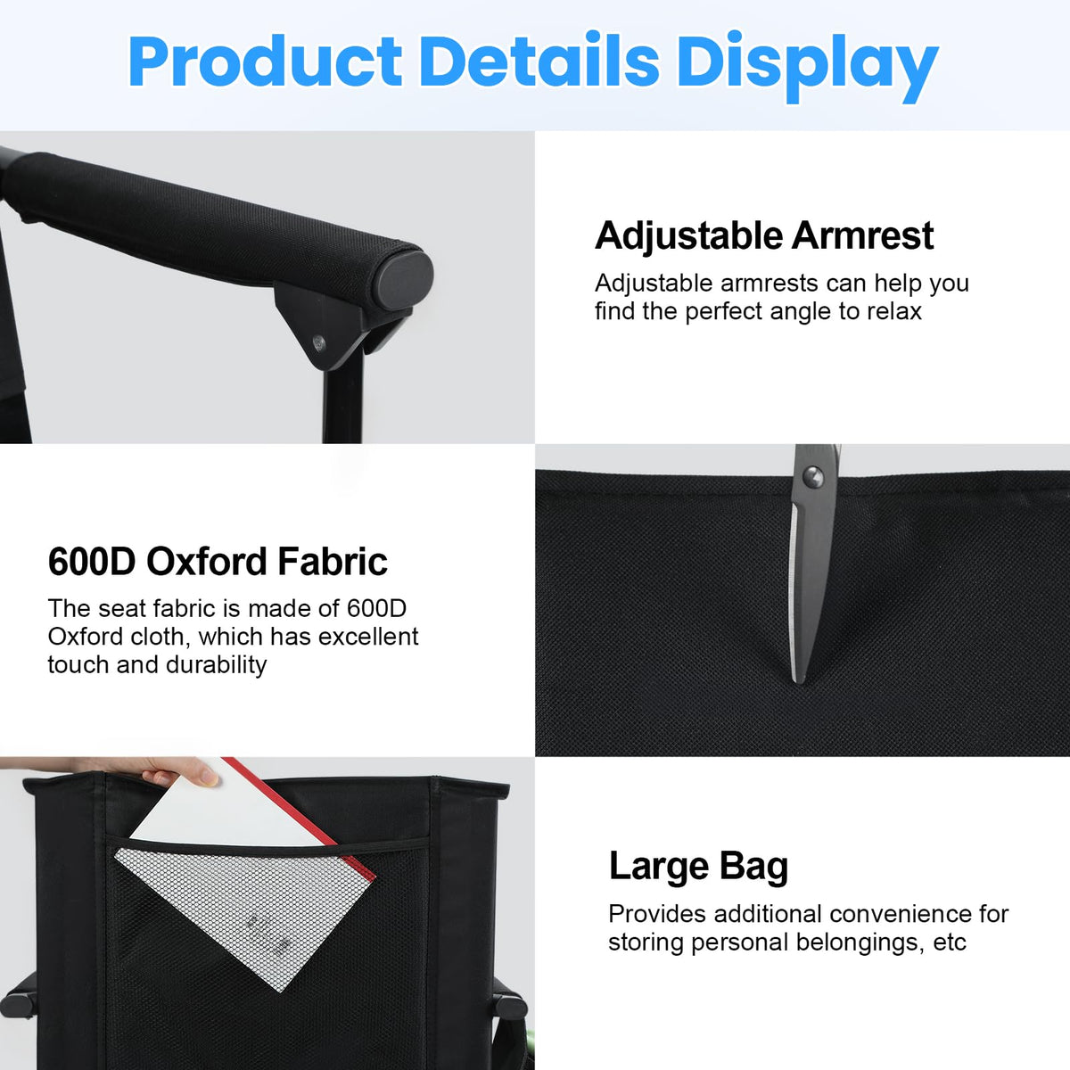 2 Pcs Folding Stadium Seat with Back Support and Cushion W933491