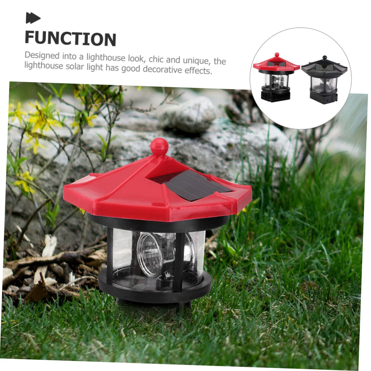 2Pcs Solar Powered Lighthouse Outdoor Garden Light Q1610