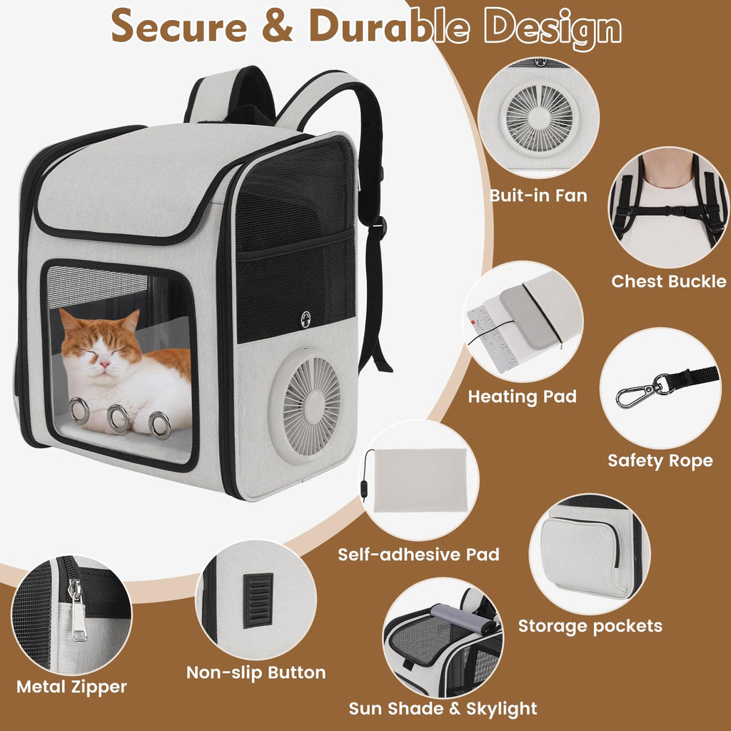 Cat Backpack Carrier with Cooling Fan & Heating Pad H68990