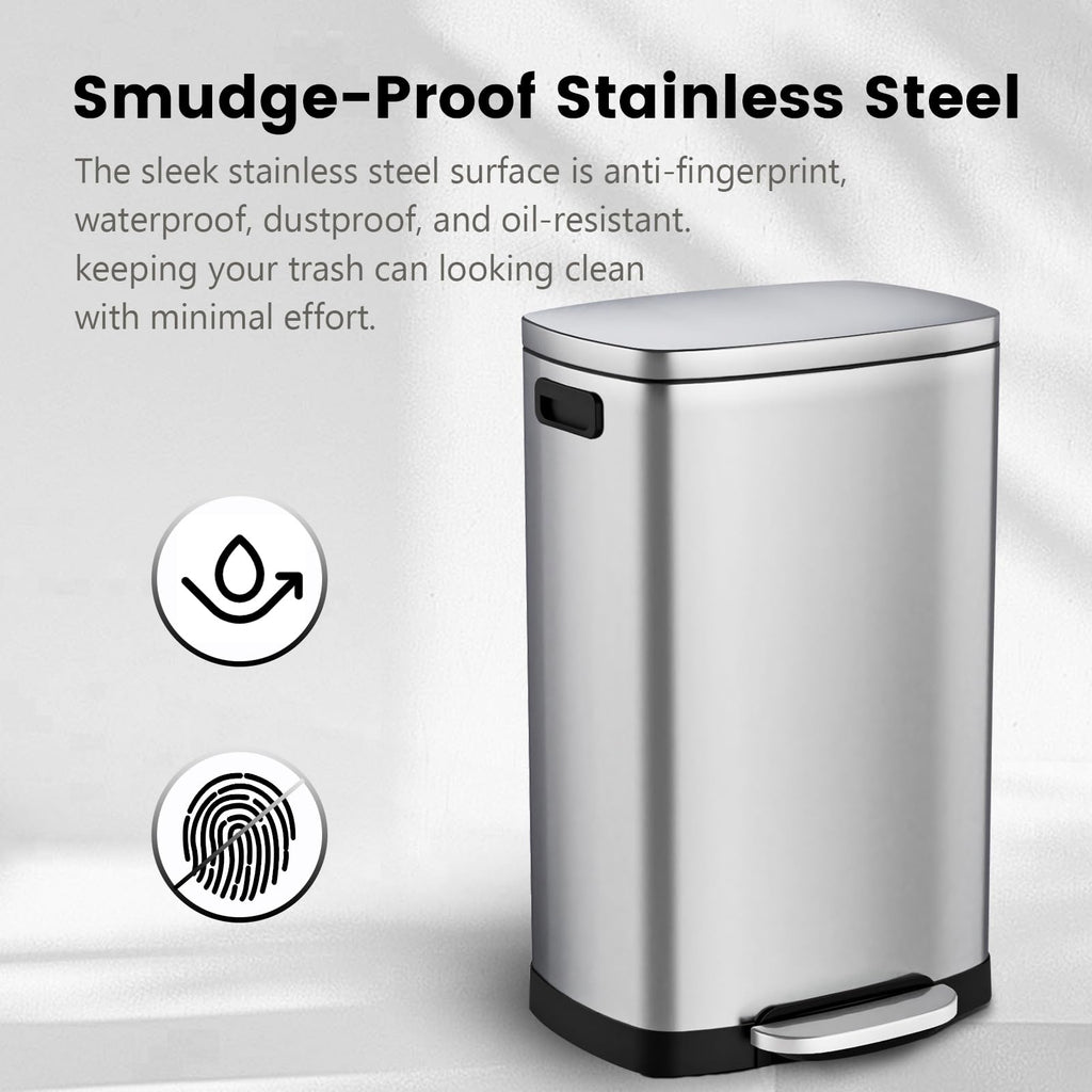 13.2 Gallon Stainless Steel Step Trash Can with Lid G5051