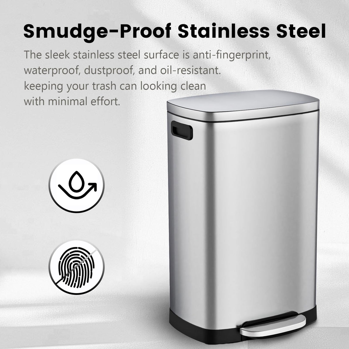 13.2 Gallon Stainless Steel Step Trash Can with Lid G5051