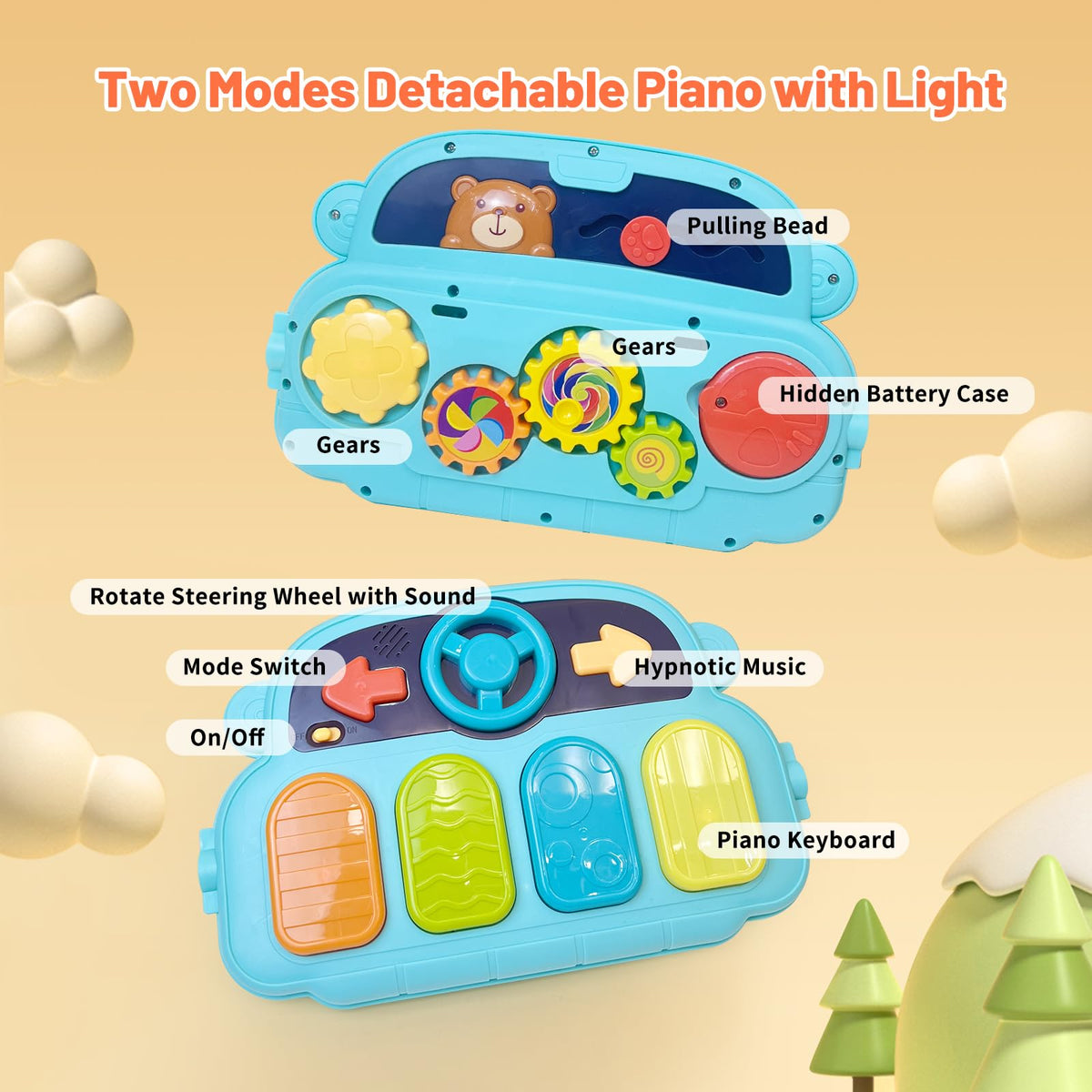 Baby Gym Play Mat & Baby Walker with Music and Light Q11212