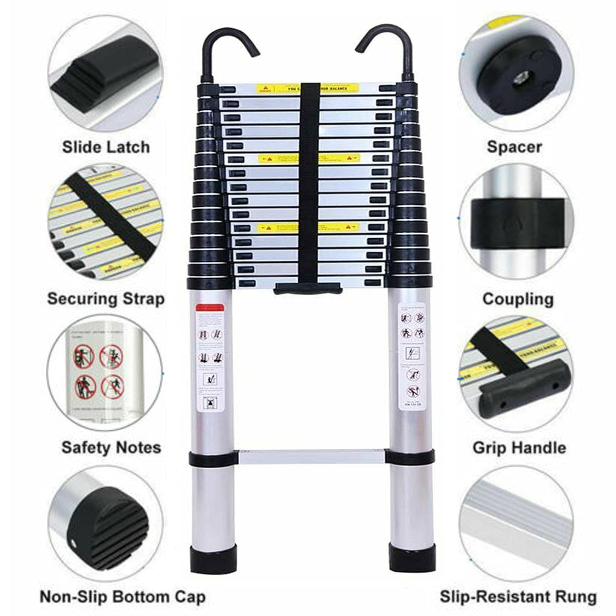 Telescoping Extension Ladder 20.34FT 330 Pound Capacity B982